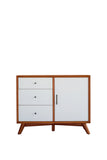 Alpine Furniture Flynn Accent Cabinet, Acorn/White 999-14 Acorn & White Mahogany Solids & Okoume Veneer 40 x 19 x 32