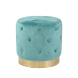 Sagebrook Home Glam Tufted 18" Ottoman, Teal 14482-03 Turq/teal Iron