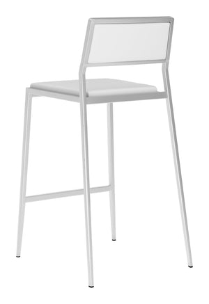 Zuo Modern Dolemite 100% Polyurethane, Plywood, Stainless Steel Modern Commercial Grade Counter Stool Set - Set of 2 White, Silver 100% Polyurethane, Plywood, Stainless Steel