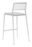 Zuo Modern Dolemite 100% Polyurethane, Plywood, Stainless Steel Modern Commercial Grade Counter Stool Set - Set of 2 White, Silver 100% Polyurethane, Plywood, Stainless Steel