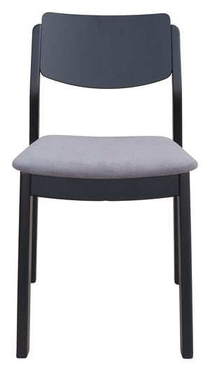 Zuo Modern Desdamona 100% Polyester, Rubberwood Scandinavian Commercial Grade Dining Chair Set - Set of 2 Gray, Black 100% Polyester, Rubberwood