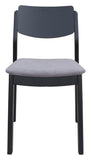 Zuo Modern Desdamona 100% Polyester, Rubberwood Scandinavian Commercial Grade Dining Chair Set - Set of 2 Gray, Black 100% Polyester, Rubberwood