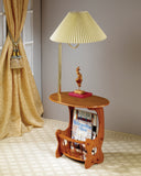 Traditional Magazine Table with Lamp Warm Brown