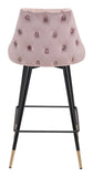 Zuo Modern Piccolo 100% Polyester, Plywood, Steel Modern Commercial Grade Counter Stool Pink, Black, Gold 100% Polyester, Plywood, Steel