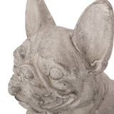 Delamore Outdoor French Bulldog Garden Statue, Rustic White and Green Noble House