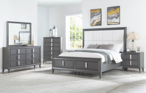 Alpine Furniture Lorraine California King Storage Footboard Platform Bed, Dark Grey 8171-07CK Dark Grey Pine Solids & Mindy Veneer 81 x 85 x 67