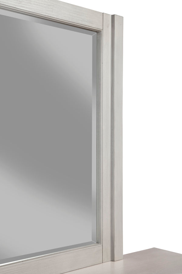 Denver Mirror - Elegant Mahogany Frame with Beveled Glass, Fully Assembled, Light Gray Finish