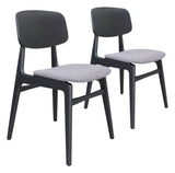 English Elm EE2826 100% Polyester, Rubberwood Scandinavian Commercial Grade Dining Chair Set - Set of 2 Gray, Black 100% Polyester, Rubberwood