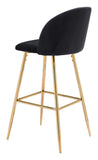 Zuo Modern Cozy 100% Polyester, Plywood, Steel Modern Commercial Grade Barstool Black, Gold 100% Polyester, Plywood, Steel