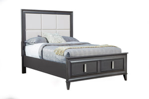 Alpine Furniture Lorraine Standard King Storage Footboard Platform Bed, Dark Grey 8171-07EK Dark Grey Pine Solids & Mindy Veneer 81 x 82 x 67