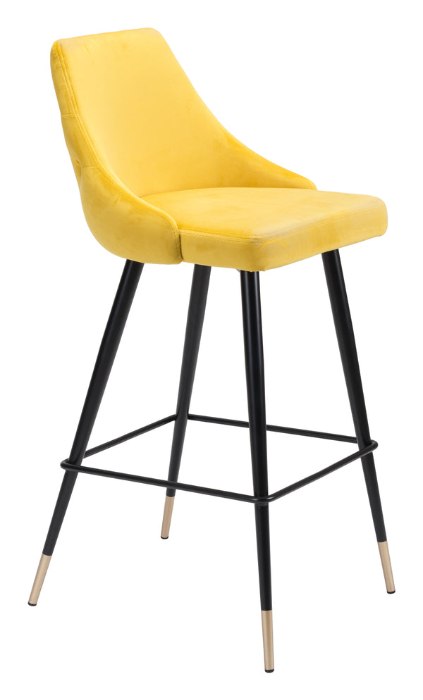 Zuo Modern Piccolo 100% Polyester, Plywood, Steel Modern Commercial Grade Barstool Yellow, Black, Gold 100% Polyester, Plywood, Steel