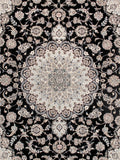 Pasargad Azerbaijan Collection Hand-Knotted Silk & Wool Area Rug '', Navy 045630-PASARGAD