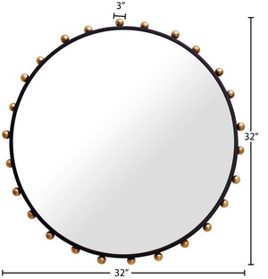 Raven Glass / Iron / Steel Contemporary Black / Gold Mirror - 32" W x 3" D x 32" H