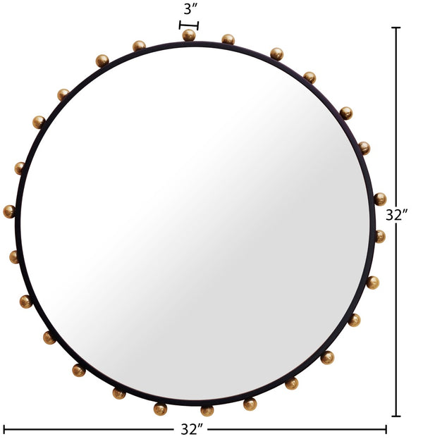 Raven Glass / Iron / Steel Contemporary Black / Gold Mirror - 32" W x 3" D x 32" H