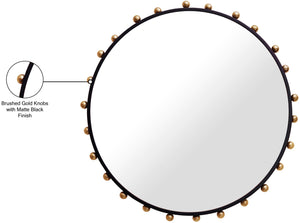 Raven Glass / Iron / Steel Contemporary Black / Gold Mirror - 32" W x 3" D x 32" H