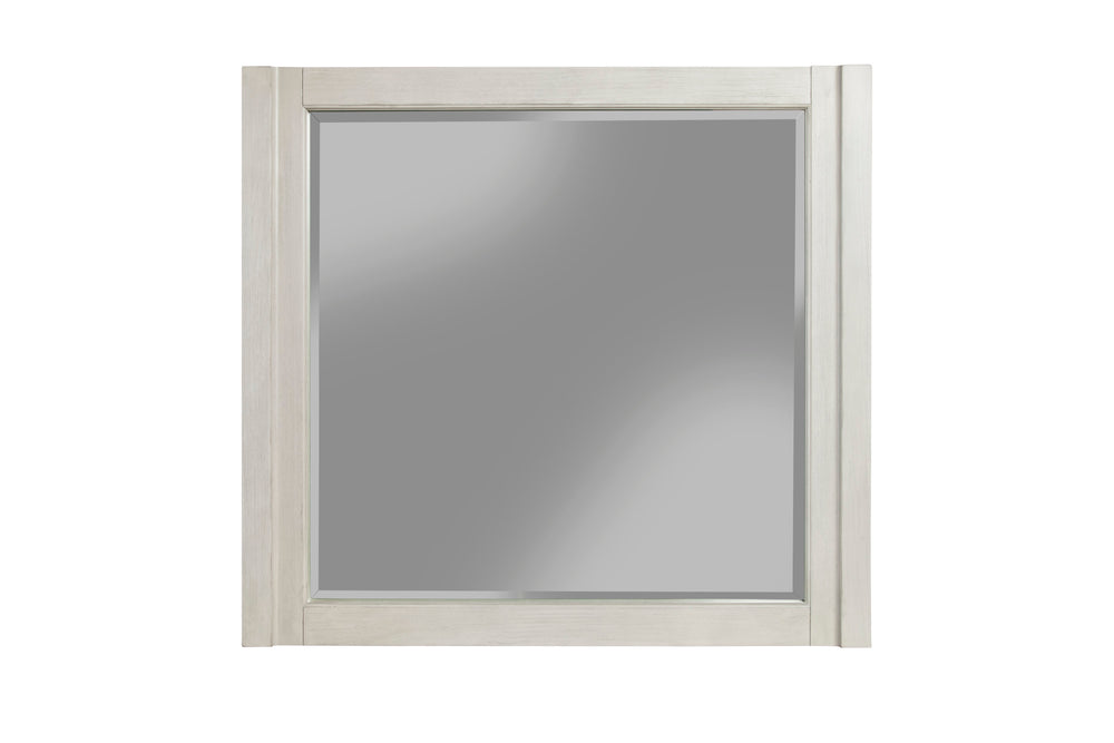 Denver Mirror - Elegant Mahogany Frame with Beveled Glass, Fully Assembled, Light Gray Finish