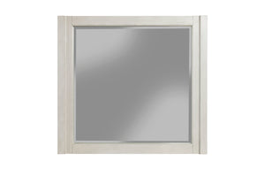 Denver Mirror - Elegant Mahogany Frame with Beveled Glass, Fully Assembled, Light Gray Finish