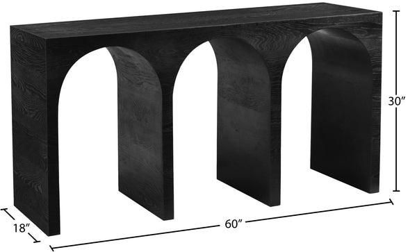 June Oak Wood Mid Century Black Oak Console Table - 60" W x 18" D x 30" H