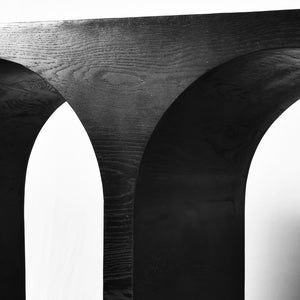 June Oak Wood Mid Century Black Oak Console Table - 60" W x 18" D x 30" H