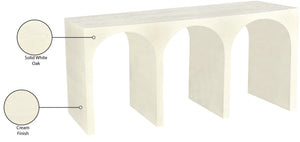 June Oak Wood Mid Century Cream Oak Console Table - 60" W x 18" D x 30" H