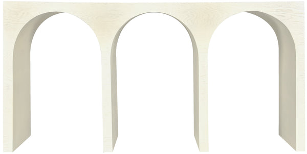 June Oak Wood Mid Century Cream Oak Console Table - 60" W x 18" D x 30" H