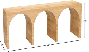 June Oak Wood Mid Century White Oak Console Table - 60" W x 18" D x 30" H