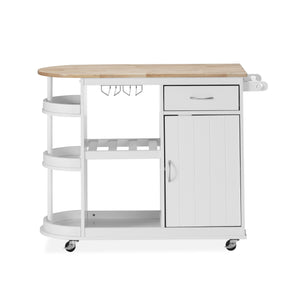 Corby Kitchen Cart with Wheels, White and Natural Noble House