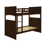 Jasper Casual Twin over Twin Bunk Bed with Ladder Cappuccino