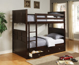 Jasper Casual Twin over Twin Bunk Bed with Ladder Cappuccino