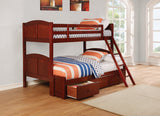 Parker Casual Twin over Full Panel Bunk Bed Chestnut