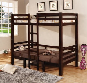 Joaquin Casual Twin over Twin Convertible Loft Bed Brown