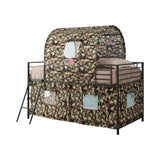 Camouflage Contemporary Tent Loft Bed with Ladder Army Green