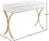 Monroe Stainless Steel Contemporary Gold Vanity / Desk / Console - 43.5" W x 16.5" D x 31.5" H