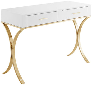 Monroe Stainless Steel Contemporary Gold Vanity / Desk / Console - 43.5" W x 16.5" D x 31.5" H