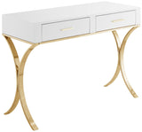 Monroe Stainless Steel Contemporary Gold Vanity / Desk / Console - 43.5" W x 16.5" D x 31.5" H