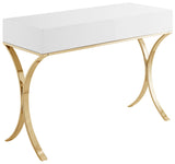 Monroe Stainless Steel Contemporary Gold Vanity / Desk / Console - 43.5" W x 16.5" D x 31.5" H