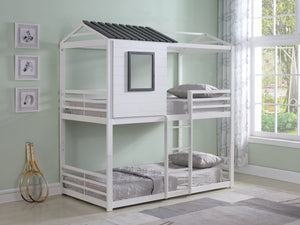 Belton Contemporary House-themed Twin over Twin Bunk Bed White