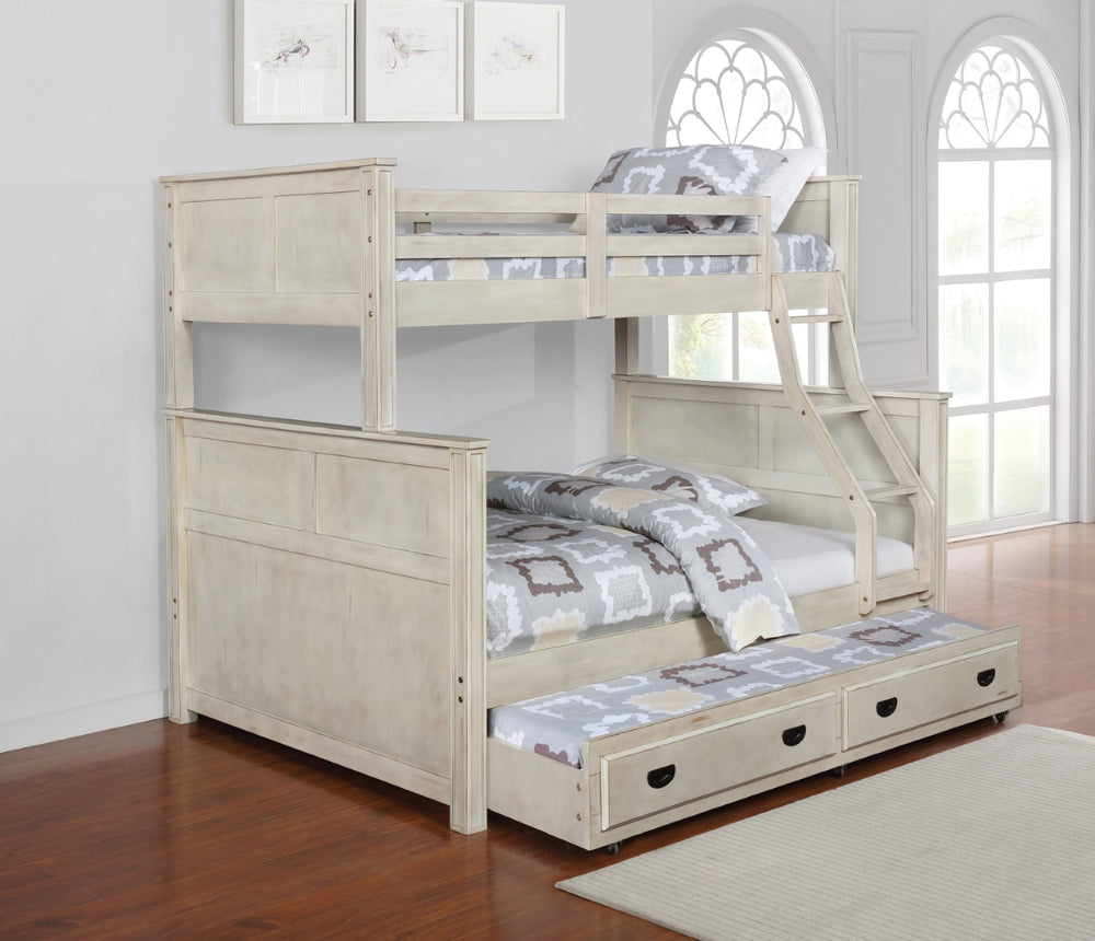 Montrose Modern Rustic Trundle Bed in Hand-Brushed Antique White – Versatile Sleep Solution!