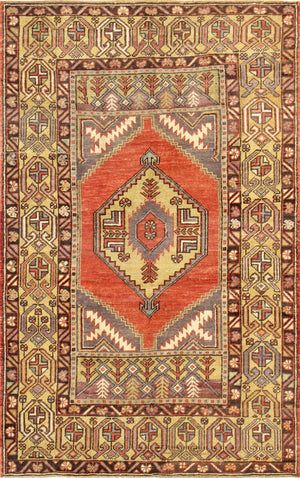 Pasargad Vintage Oushak Collection Coral Lamb's Wool Area Rug 046175-PASARGAD