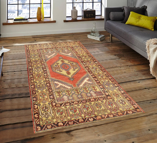 Pasargad Vintage Oushak Collection Coral Lamb's Wool Area Rug 046175-PASARGAD