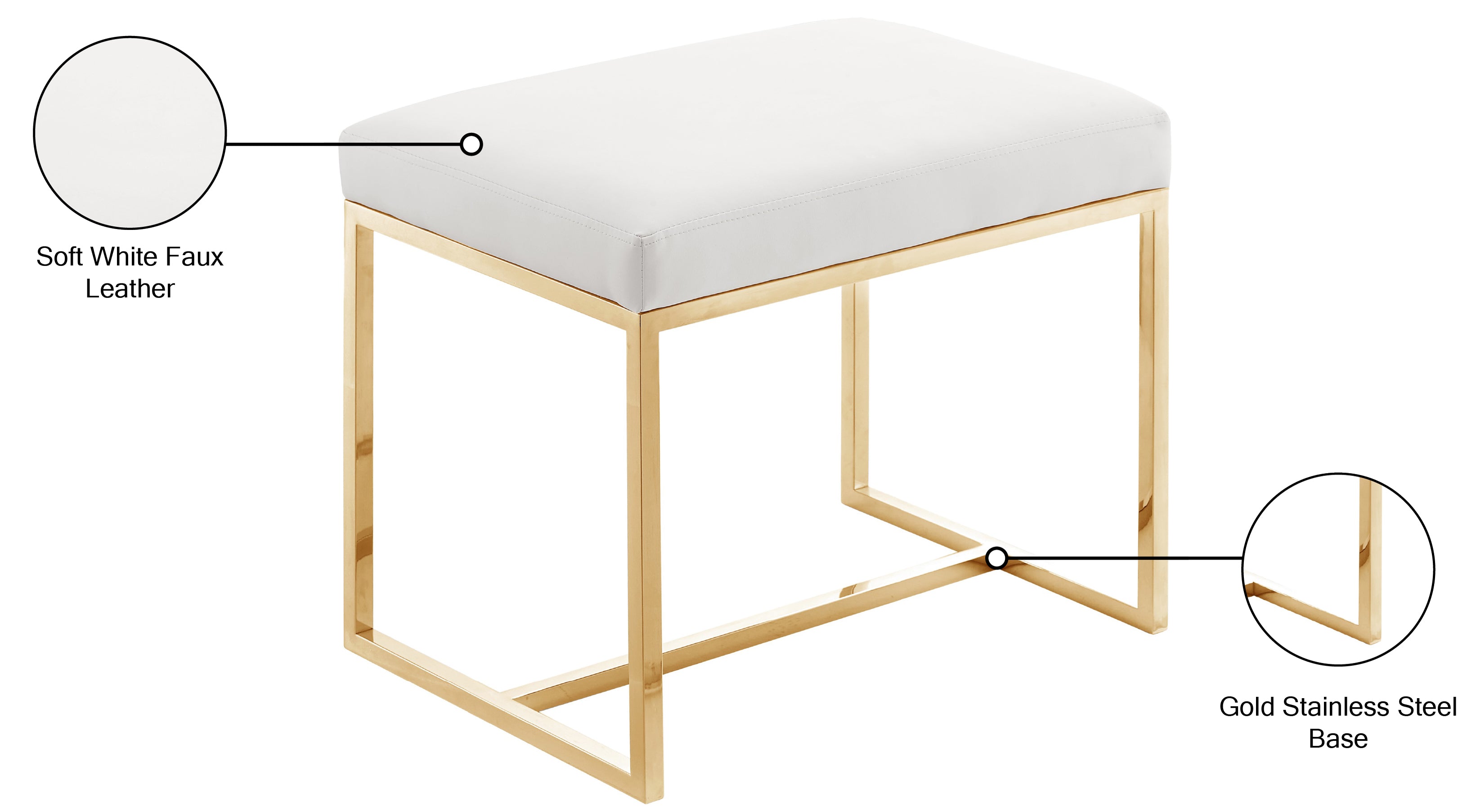 Monroe Faux Leather Contemporary Ottoman - Thumbnail 3