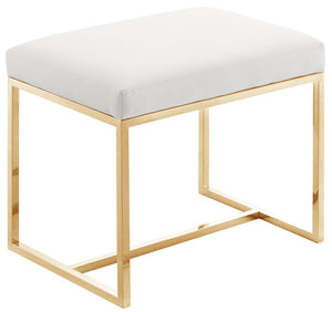 Monroe Faux Leather / Stainless Steel / Foam Contemporary Gold Ottoman / Stool - 22.5" W x 16.5" D x 18.5" H