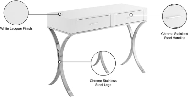 Monroe Engineered Wood / Stainless Steel Contemporary Chrome Vanity / Desk / Console - 43.5" W x 16.5" D x 31.5" H