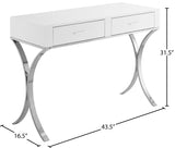 Monroe Engineered Wood / Stainless Steel Contemporary Chrome Vanity / Desk / Console - 43.5" W x 16.5" D x 31.5" H