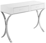 Monroe Engineered Wood / Stainless Steel Contemporary Chrome Vanity / Desk / Console - 43.5" W x 16.5" D x 31.5" H