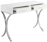 Monroe Engineered Wood / Stainless Steel Contemporary Chrome Vanity / Desk / Console - 43.5" W x 16.5" D x 31.5" H