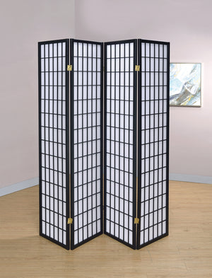 Contemporary 4-Panel Folding Screen - Versatile Black Frame with Stylish White Paper Panels