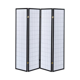 Contemporary 4-Panel Folding Screen - Versatile Black Frame with Stylish White Paper Panels