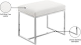 Monroe Faux Leather / Stainless Steel Contemporary Chrome Ottoman / Stool - 22.5" W x 16.5" D x 18.5" H