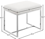 Monroe Faux Leather / Stainless Steel Contemporary Chrome Ottoman / Stool - 22.5" W x 16.5" D x 18.5" H